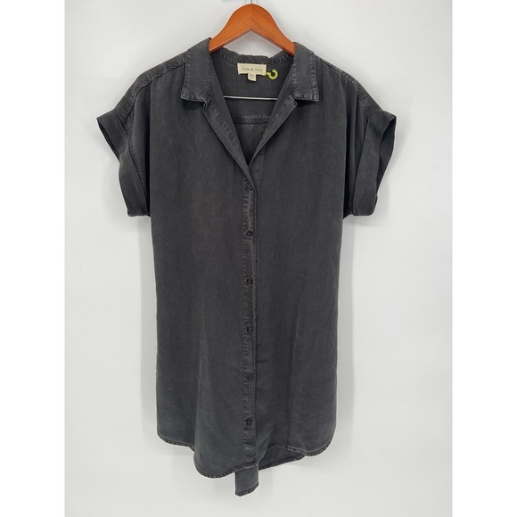 cloth & stone Dresses & Skirts - Cloth & Stone Gray Wash Soft Tencel Short Sleeve Mini Shirt Dress‎ Size S NWOT